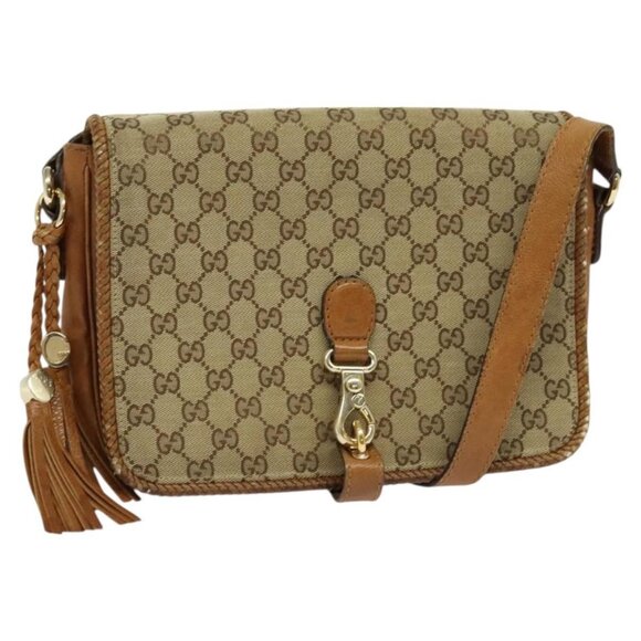 GUCCI GG Canvas Shoulder Bag Beige Gold 257024 Auth BA2928 - Picture 1 of 16